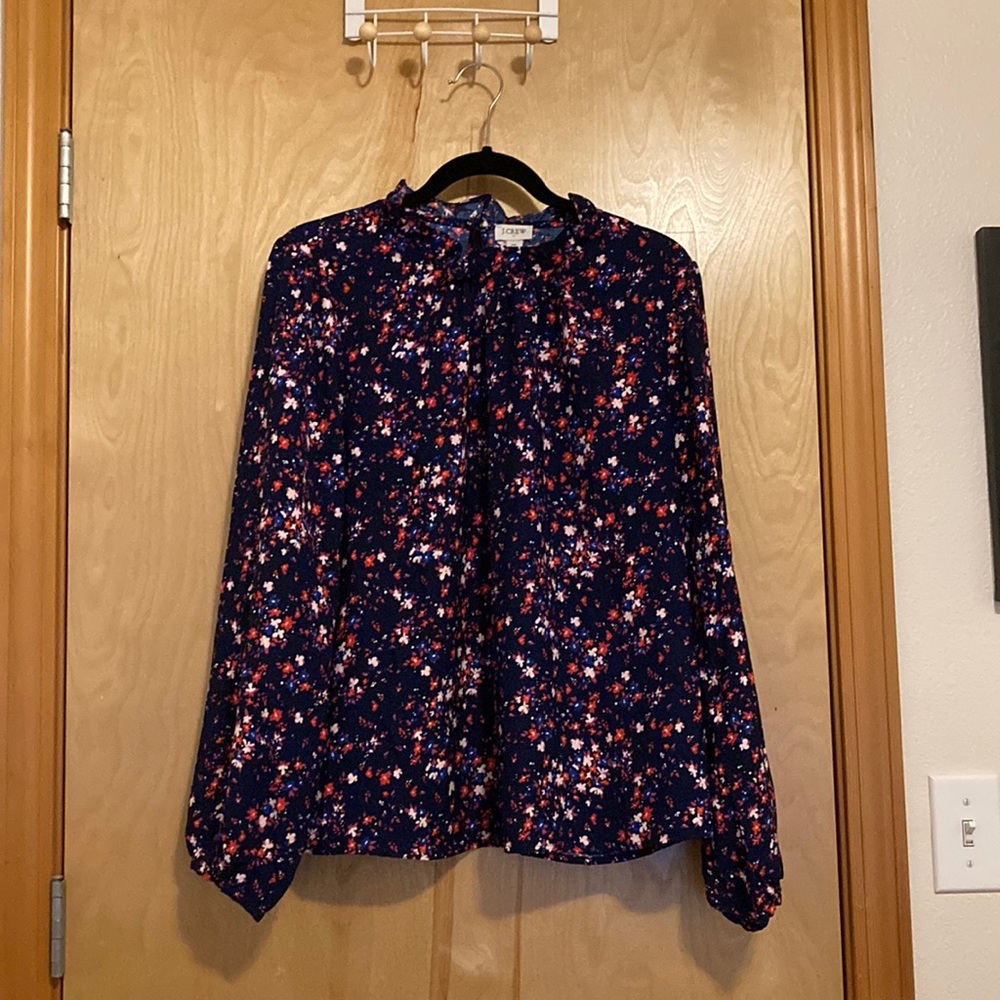 J. Crew Long-sleeve ruffleneck top (NWT) XL